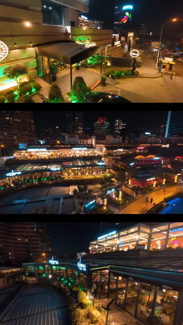 Kaşıbeyaz Ataşehir genel görünüm: gece cam tavan ve şehir ışıkları