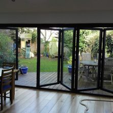 Glass Wooden Accordion Door, Winter Garden