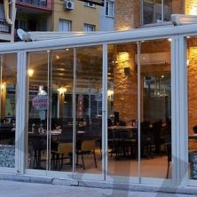 Folding Glass Balcony, Restaurant, White